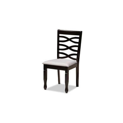 Grey Fabric Upholstered and Dark Brown Finished Wood 7-Piece Dining Set