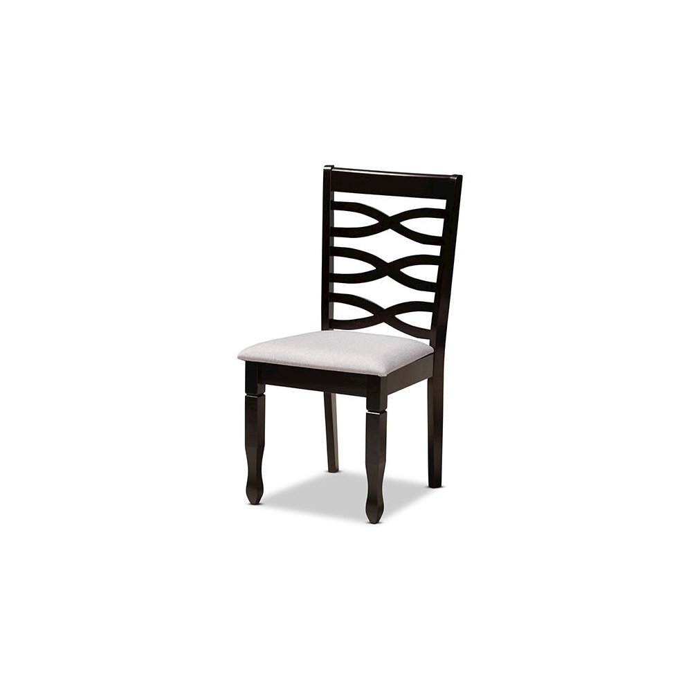 Grey Fabric Upholstered and Dark Brown Finished Wood 7-Piece Dining Set