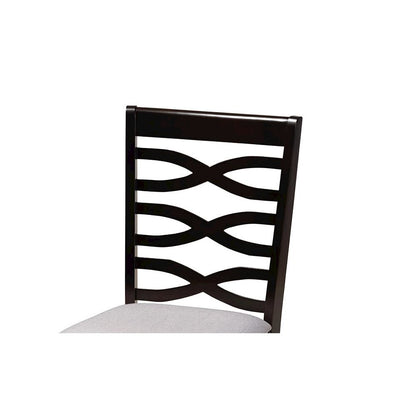 Grey Fabric Upholstered and Dark Brown Finished Wood 7-Piece Dining Set