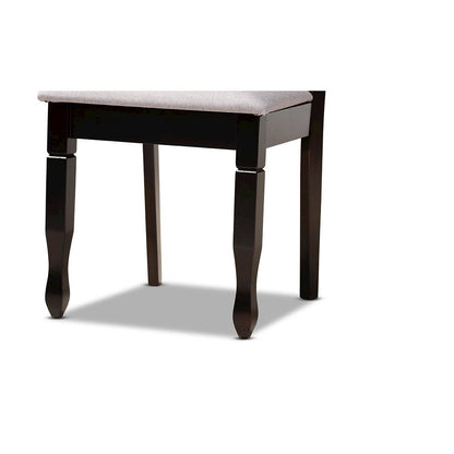 Grey Fabric Upholstered and Dark Brown Finished Wood 7-Piece Dining Set