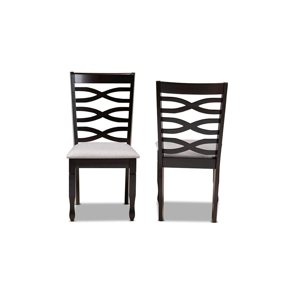 Grey Fabric Upholstered Espresso Brown Finished Wood 2-Piece Dining Chair Set