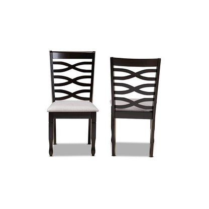 Grey Fabric Upholstered Espresso Brown Finished Wood 2-Piece Dining Chair Set