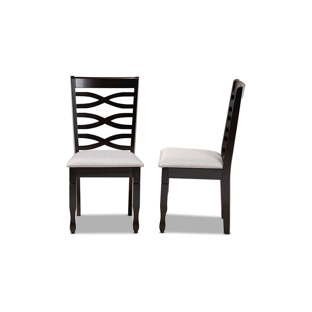 Grey Fabric Upholstered Espresso Brown Finished Wood 2-Piece Dining Chair Set