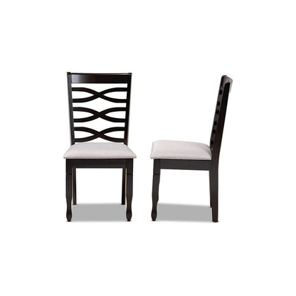 Grey Fabric Upholstered Espresso Brown Finished Wood 2-Piece Dining Chair Set