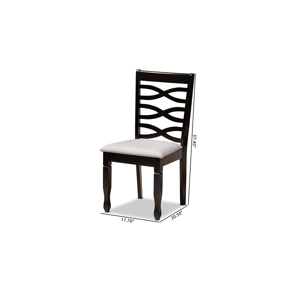 Grey Fabric Upholstered Espresso Brown Finished Wood 2-Piece Dining Chair Set