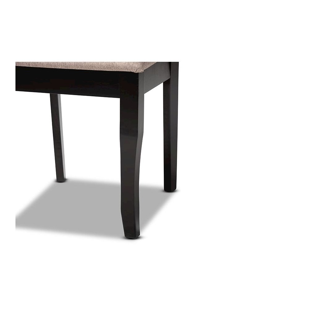 Sand Fabric Upholstered Dark Brown Finished 7-Piece Wood Dining Set