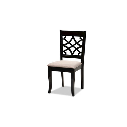 Sand Fabric Upholstered and Espresso Brown Finished Wood 7-Piece Dining Set