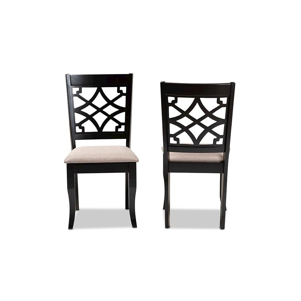 Espresso Brown Finished Wood 2-Piece Dining Chair Set