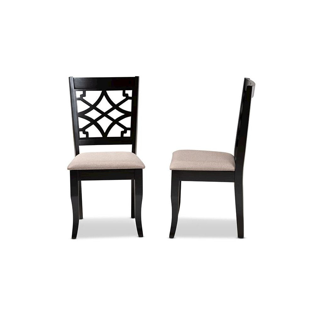 Espresso Brown Finished Wood 2-Piece Dining Chair Set