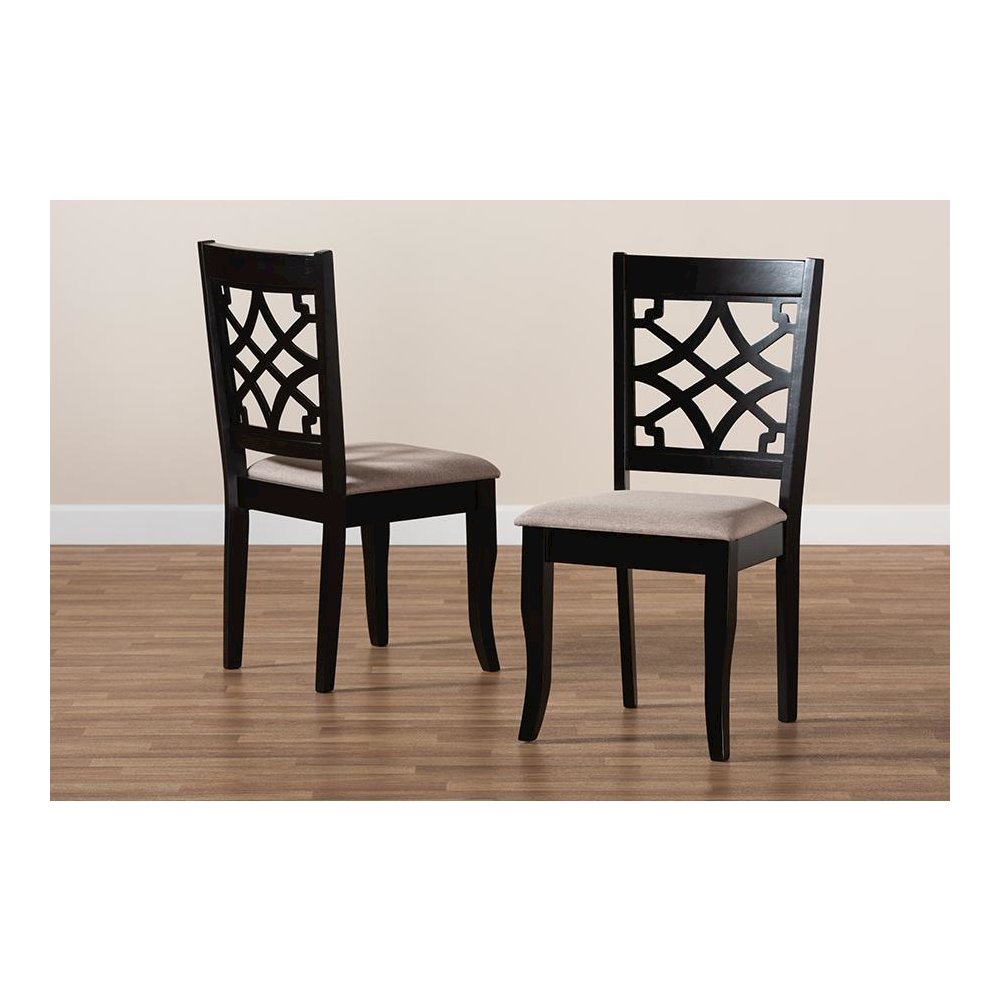 Espresso Brown Finished Wood 2-Piece Dining Chair Set