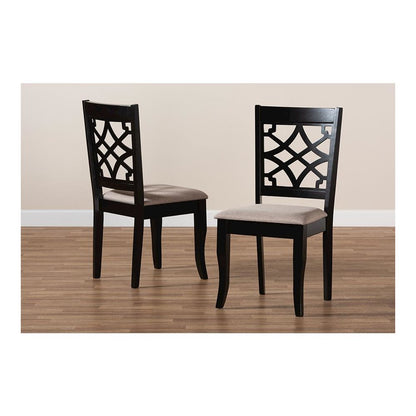 Espresso Brown Finished Wood 2-Piece Dining Chair Set