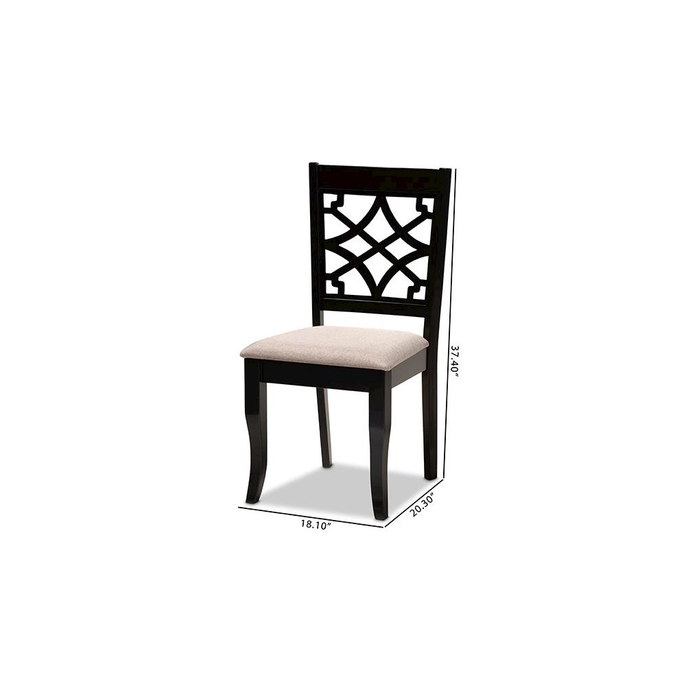 Espresso Brown Finished Wood 2-Piece Dining Chair Set