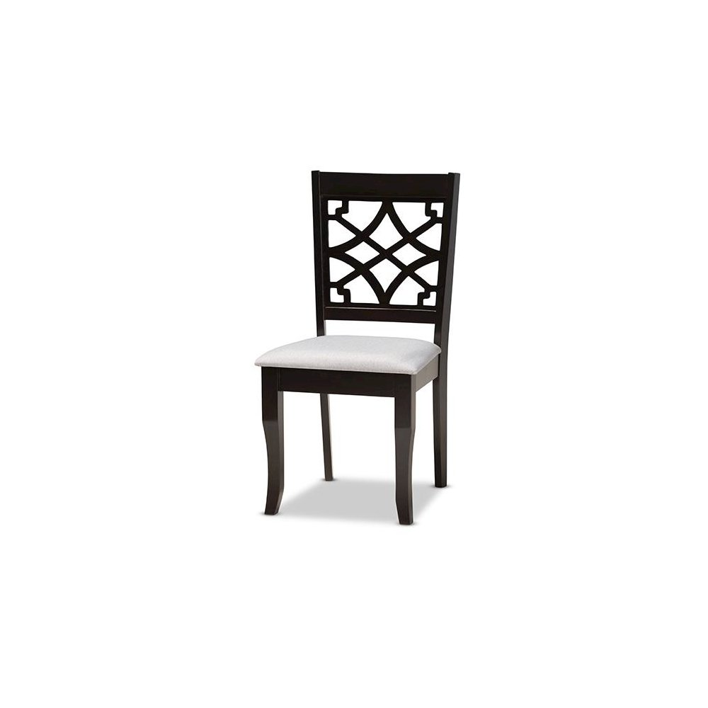 Grey Fabric Upholstered and Dark Brown Finished Wood 7-Piece Dining Set