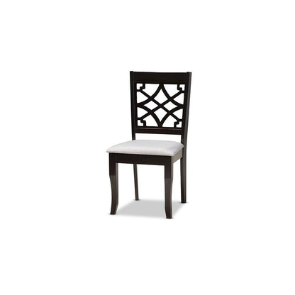 Grey Fabric Upholstered and Dark Brown Finished Wood 7-Piece Dining Set