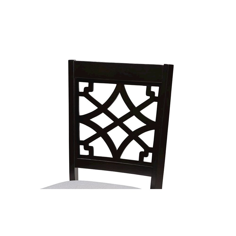 Grey Fabric Upholstered and Dark Brown Finished Wood 7-Piece Dining Set