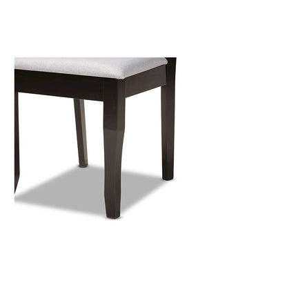 Grey Fabric Upholstered and Dark Brown Finished Wood 7-Piece Dining Set
