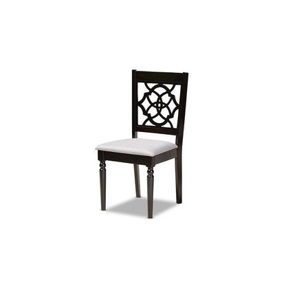Grey Fabric Upholstered and Dark Brown Finished Wood 7-Piece Dining Set