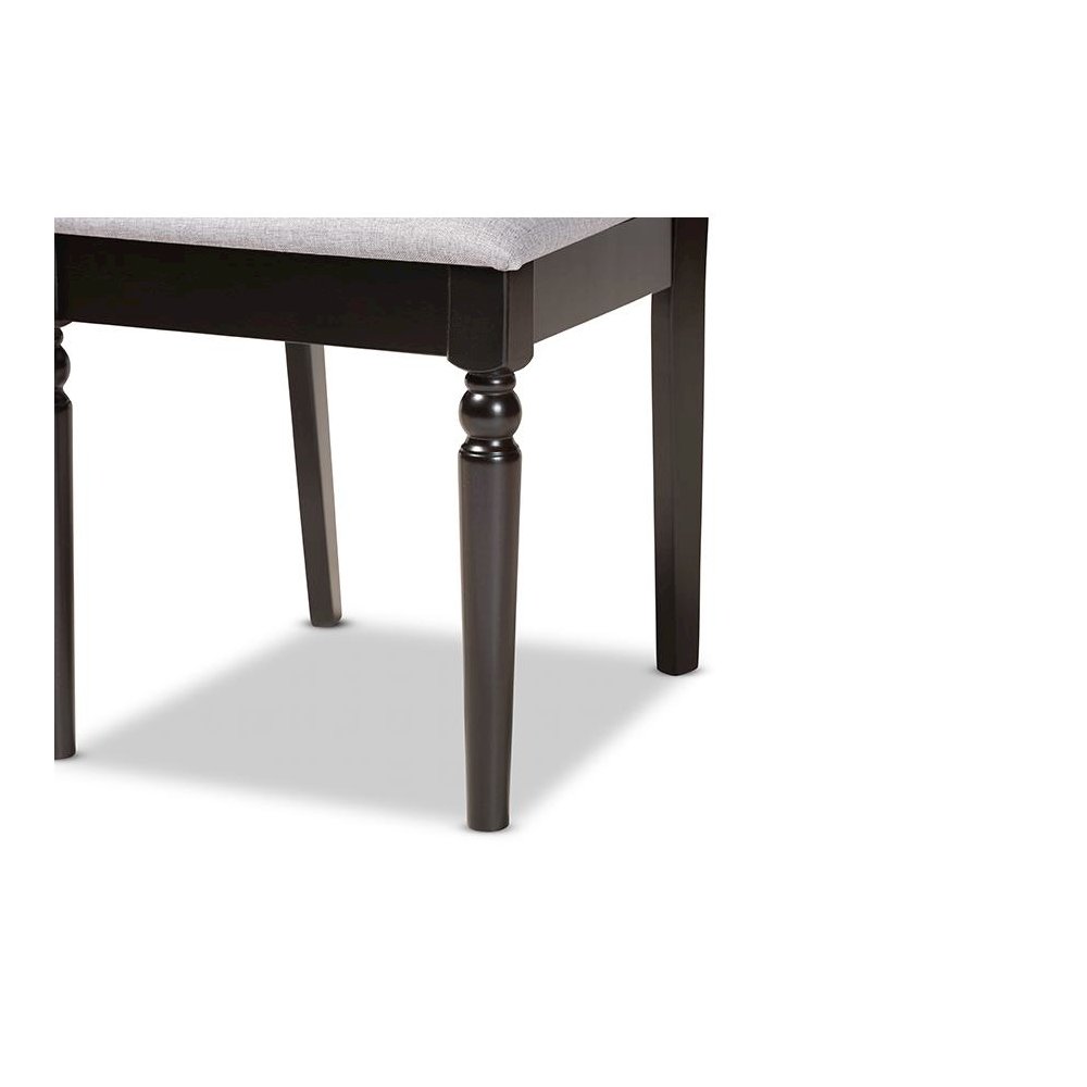 Grey Fabric Upholstered and Dark Brown Finished Wood 7-Piece Dining Set
