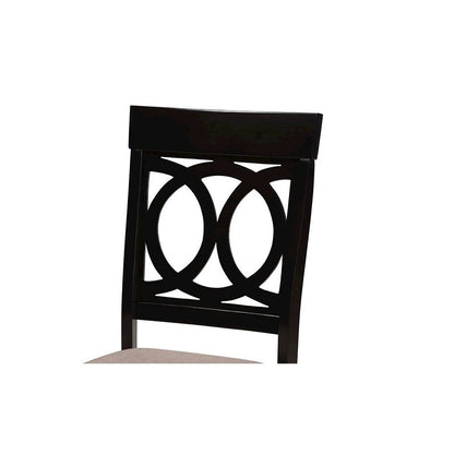 Sand Fabric Upholstered and Dark Brown Finished Wood 7-Piece Dining Set