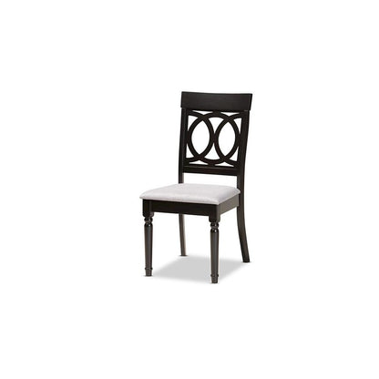 Grey Fabric Upholstered and Dark Brown Finished Wood 7-Piece Dining Set