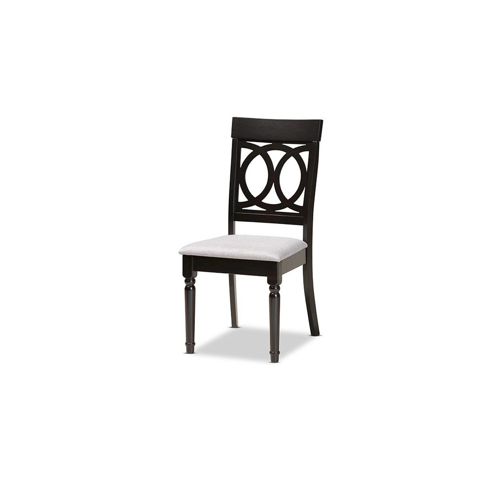 Grey Fabric Upholstered and Dark Brown Finished Wood 7-Piece Dining Set