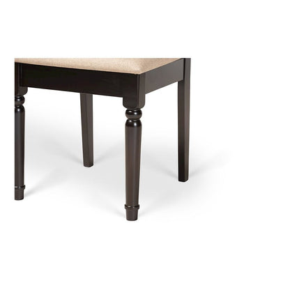 Sand Fabric Upholstered and Dark Brown Finished Wood 7-Piece Dining Set