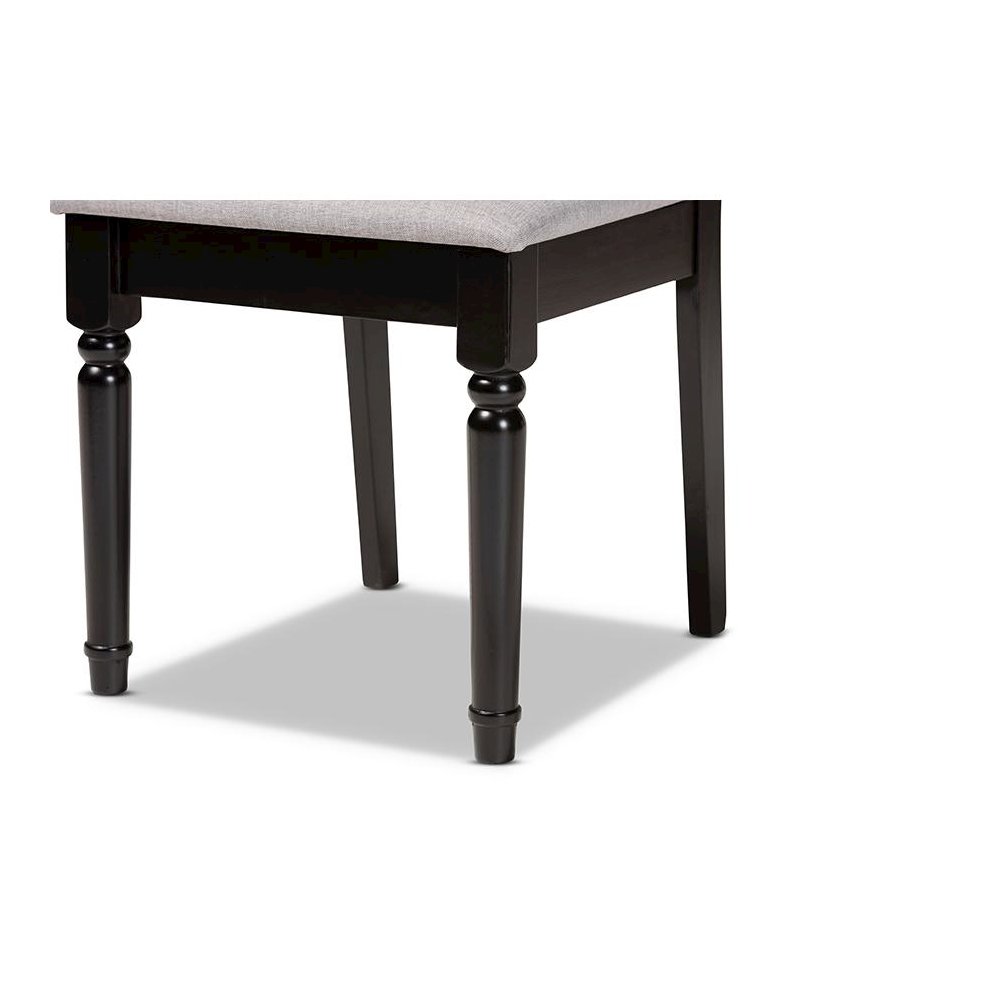 Grey Fabric Upholstered and Dark Brown Finished Wood 7-Piece Dining Set