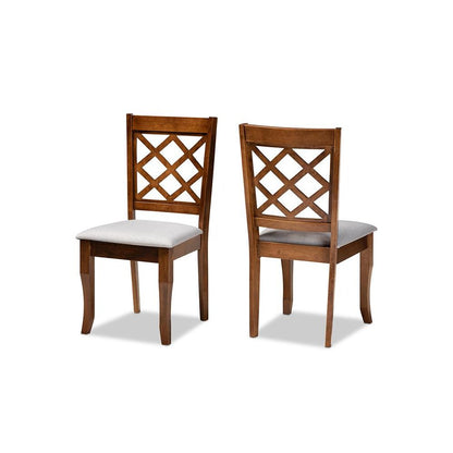 Grey Fabric Upholstered Walnut Finished Wood 2-Piece Dining Chair Set