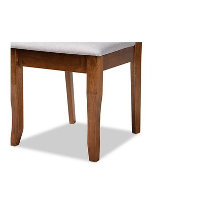 Grey Fabric Upholstered and Walnut Brown Finished Wood 7-Piece Dining Set