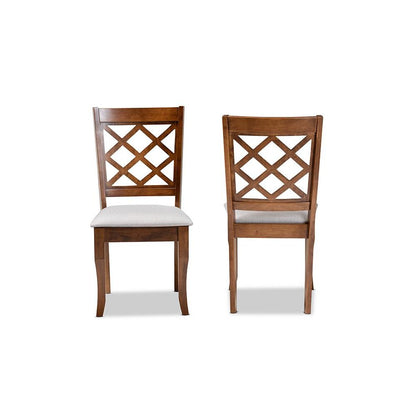 Grey Fabric Upholstered Walnut Finished Wood 2-Piece Dining Chair Set