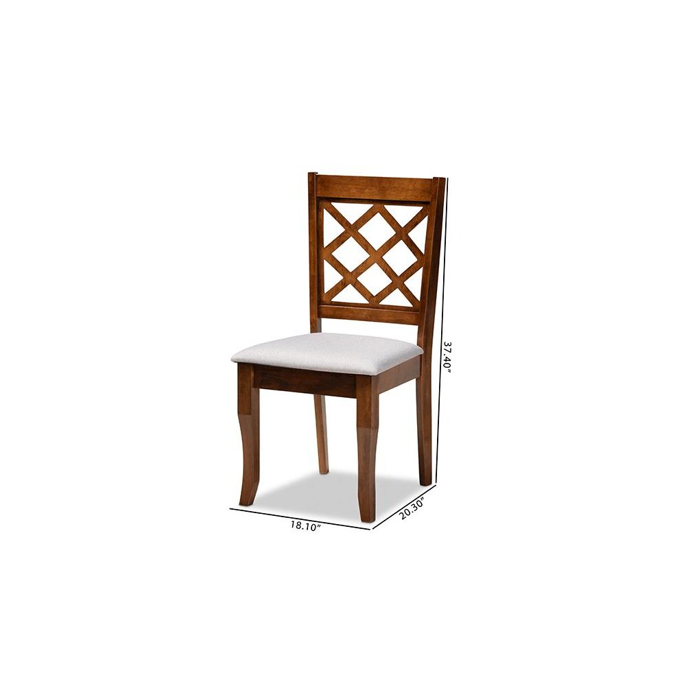 Grey Fabric Upholstered Walnut Finished Wood 2-Piece Dining Chair Set