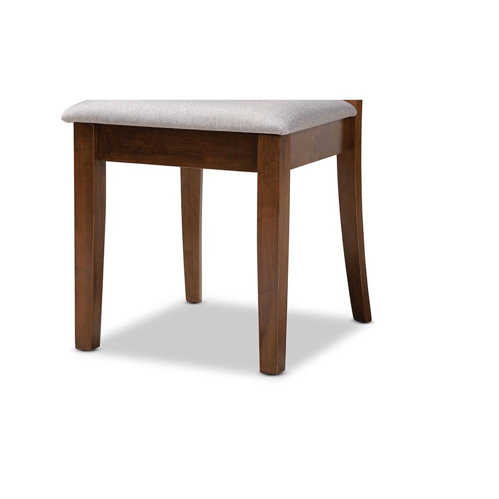 Grey Fabric Upholstered and Walnut Brown Finished Wood 7-Piece Dining Set