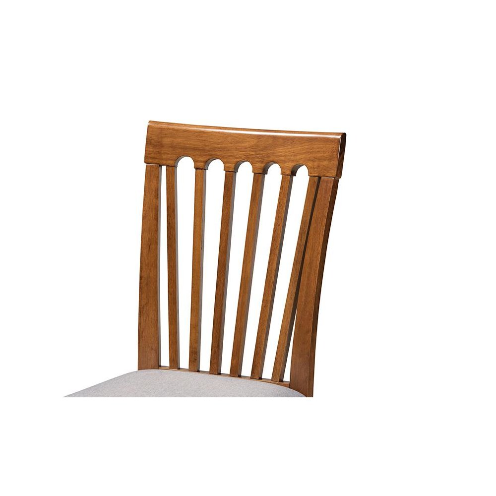 Grey Fabric Upholstered Walnut Brown Finished Wood 2-Piece Dining Chair Set
