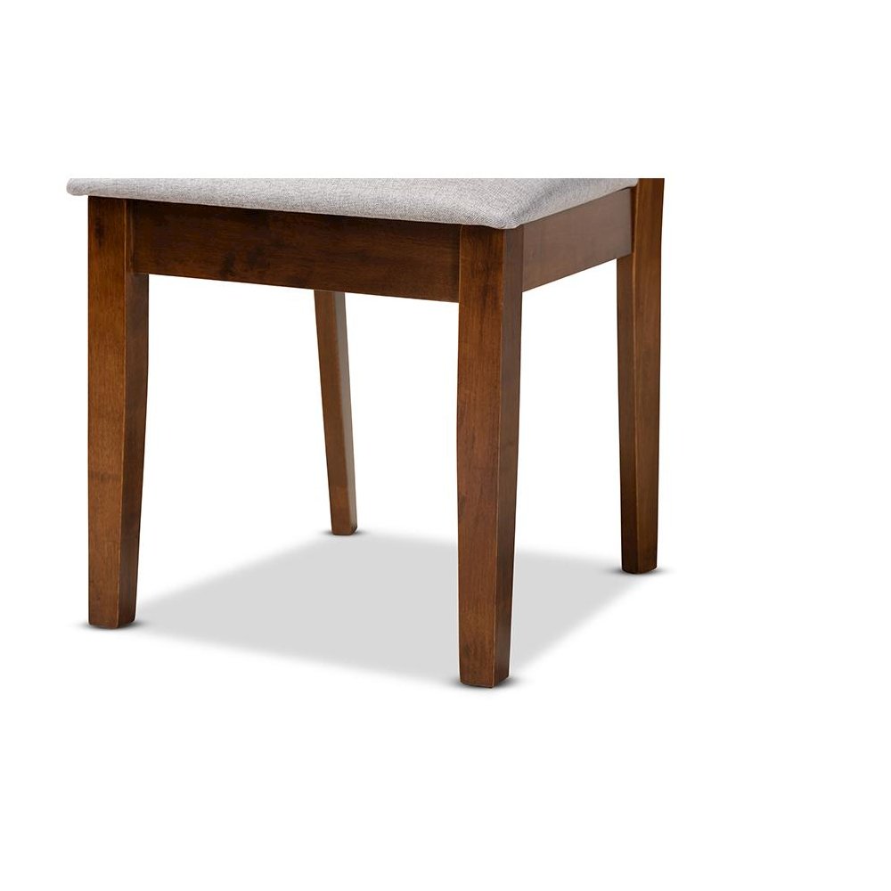 Grey Fabric Upholstered and Walnut Brown Finished Wood 7-Piece Dining Set