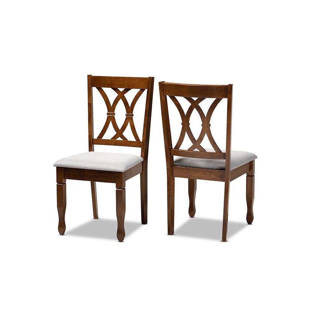 Walnut Brown Finished Wood 2-Piece Dining Chair Set Set