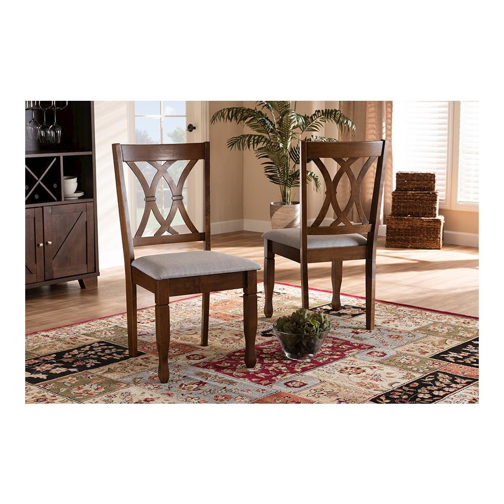 Walnut Brown Finished Wood 2-Piece Dining Chair Set Set
