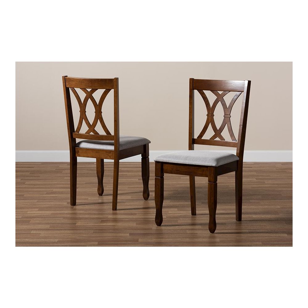 Walnut Brown Finished Wood 2-Piece Dining Chair Set Set