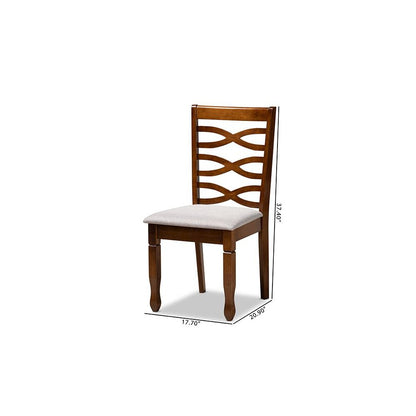 Grey Fabric Upholstered and Walnut Brown Finished Wood 2-Piece Dining Chair Set
