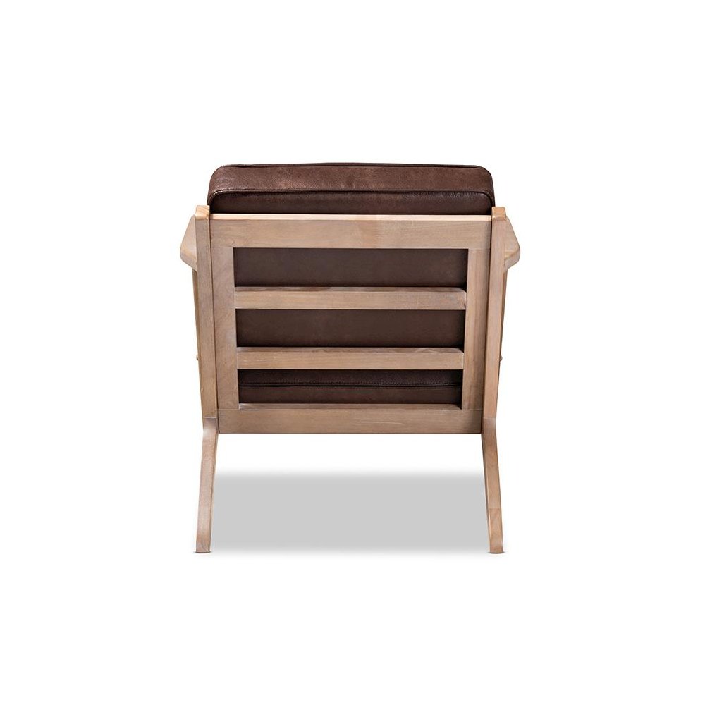 Leather Effect Fabric Upholstered Antique Oak Finished Wood Armchair