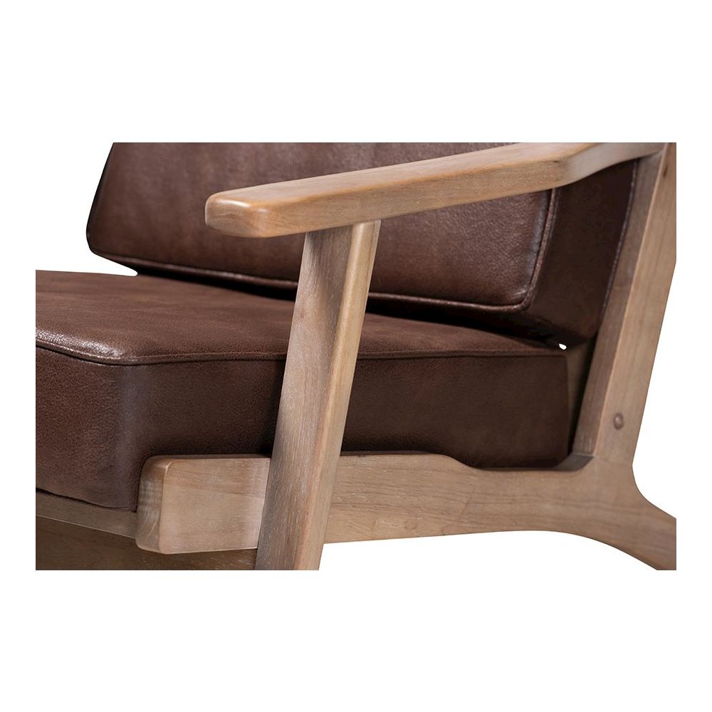 Leather Effect Fabric Upholstered Antique Oak Finished Wood Armchair