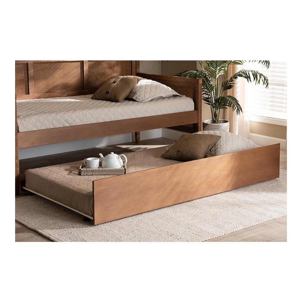 Toveli Modern and Contemporary Ash Walnut Finished Twin Size Trundle Bed
