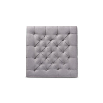 and Rustic Grey Linen Fabric Upholstered and Greywashed Wood Cocktail Ottoman