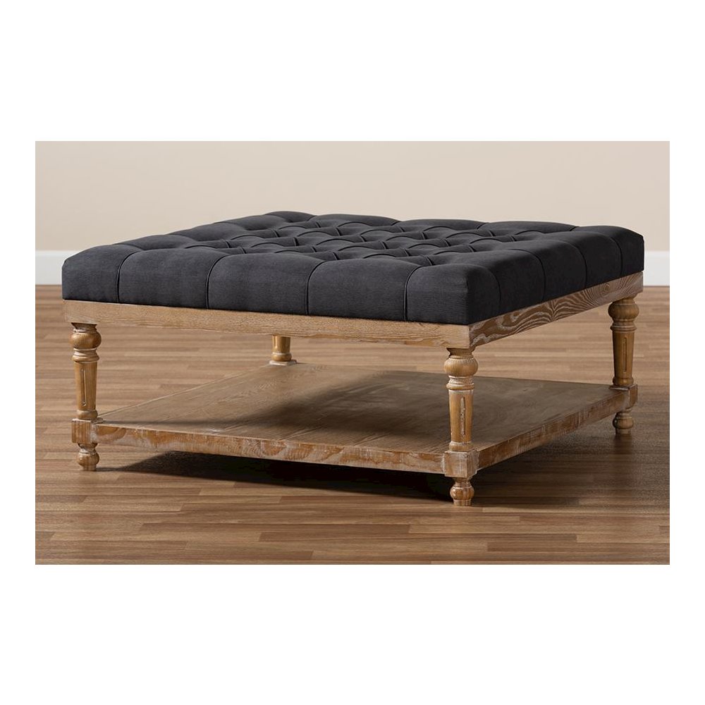 Greywashed Wood Cocktail Ottoman