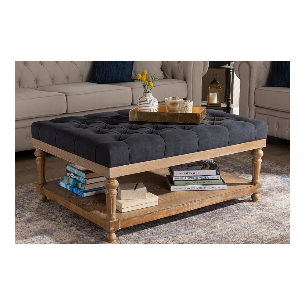 Greywashed Wood Cocktail Ottoman