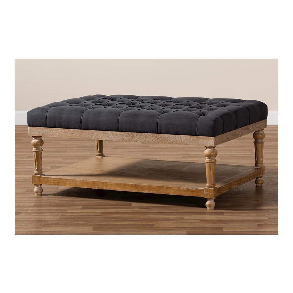Greywashed Wood Cocktail Ottoman