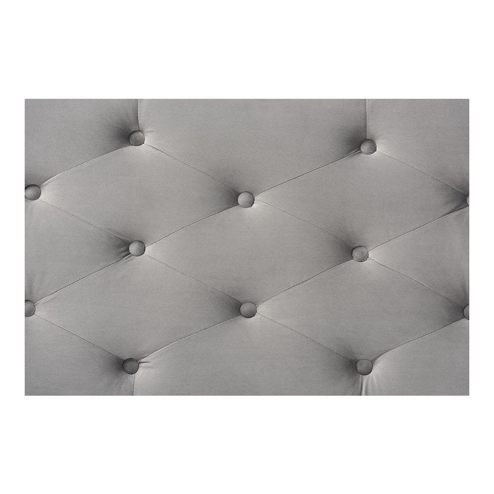 Transitional Grey Velvet Fabric Upholstered Silver Finished Storage Ottoman