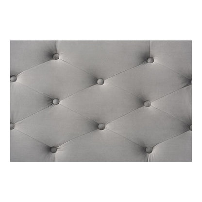 Transitional Grey Velvet Fabric Upholstered Silver Finished Storage Ottoman
