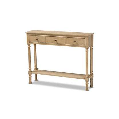Farmhouse Oak Brown Finished Wood 3-Drawer Entryway Console Table