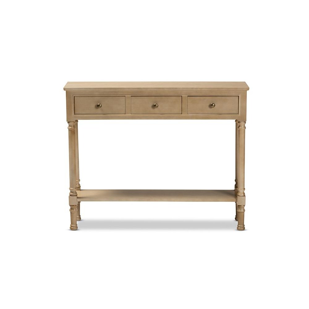 Farmhouse Oak Brown Finished Wood 3-Drawer Entryway Console Table