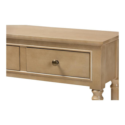 Farmhouse Oak Brown Finished Wood 3-Drawer Entryway Console Table